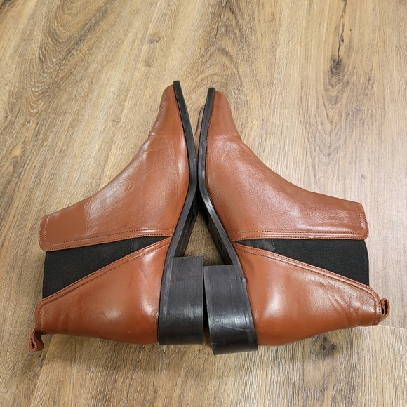 FABIANELLI Pointed Toe Women's Ankle Leather Boots Chelsea Booties Size 8 Brown - Picture 6 of 10